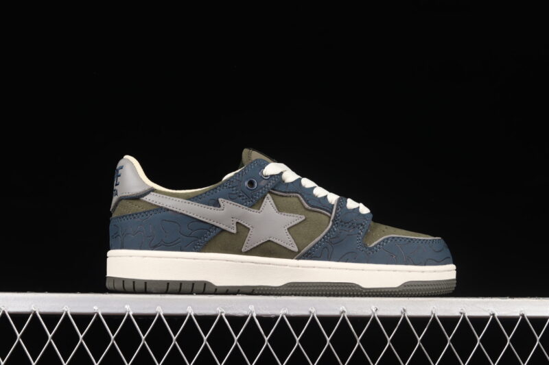 A Bathing Ape Bape SK8 STA Army Green Dark Blue - Image 5