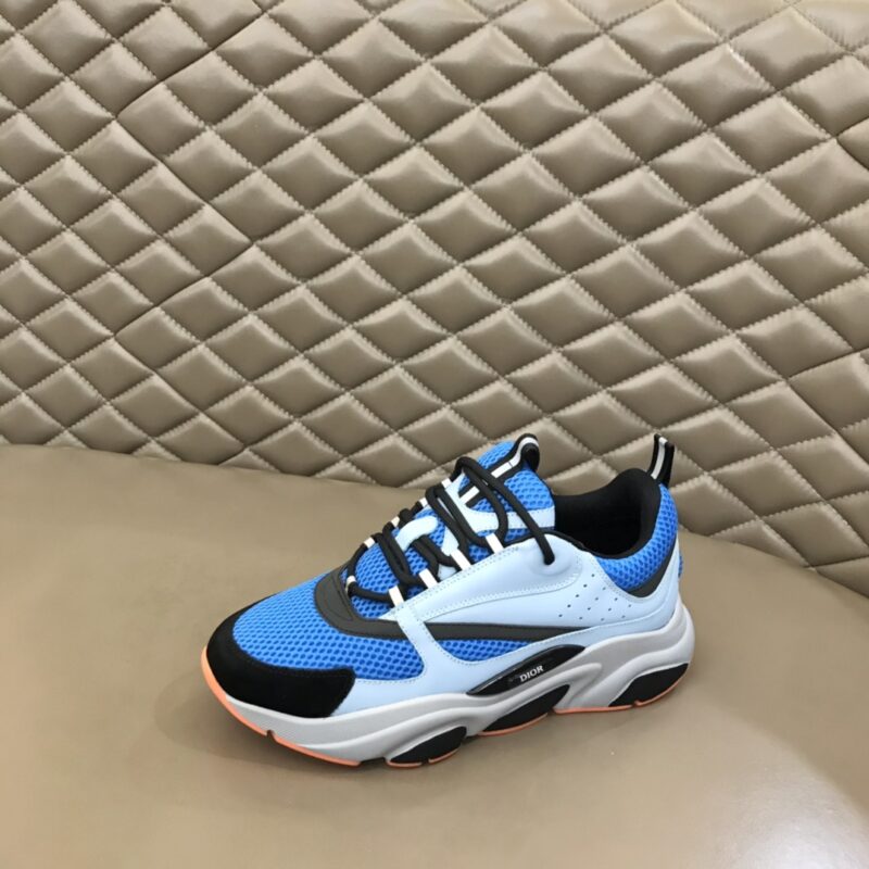 DIOR B22 Sneaker Blue Technical Mesh Light Blue Grey Orange - Image 2
