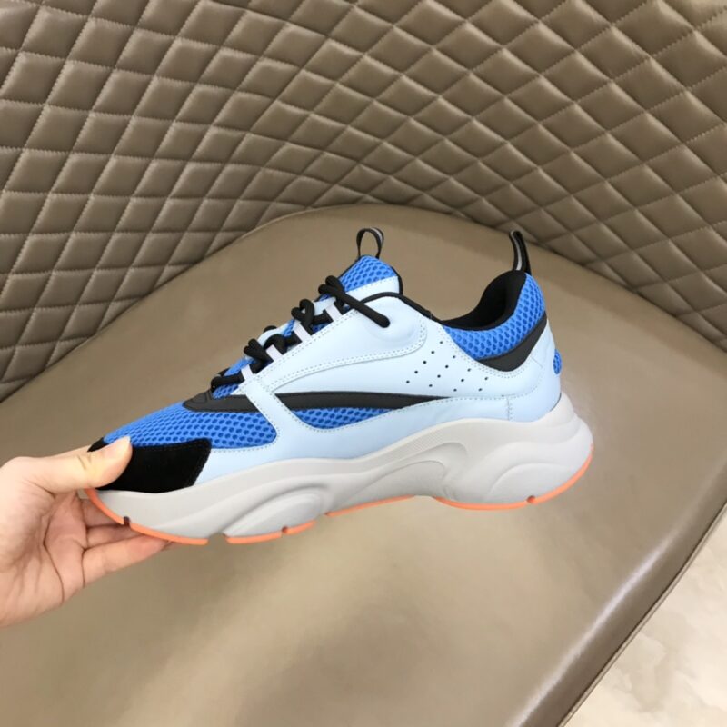 DIOR B22 Sneaker Blue Technical Mesh Light Blue Grey Orange - Image 3