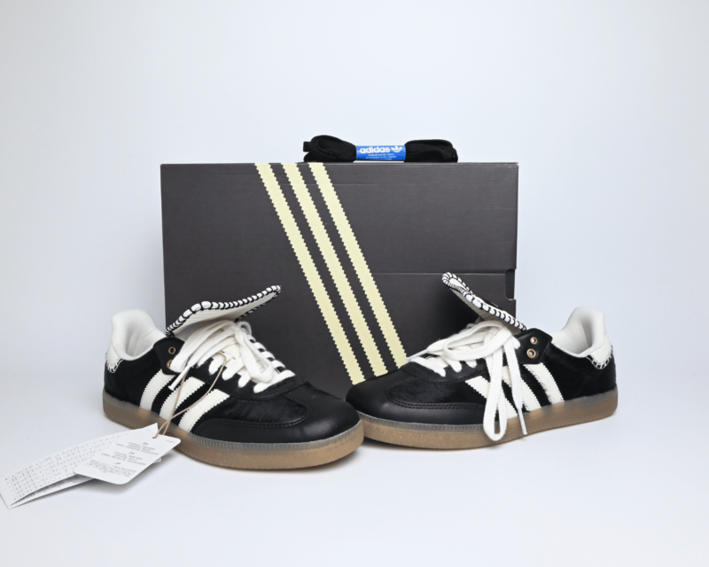 adidas x Wales Bonner Pony Samba Shoes Black /Chalk White - Image 5