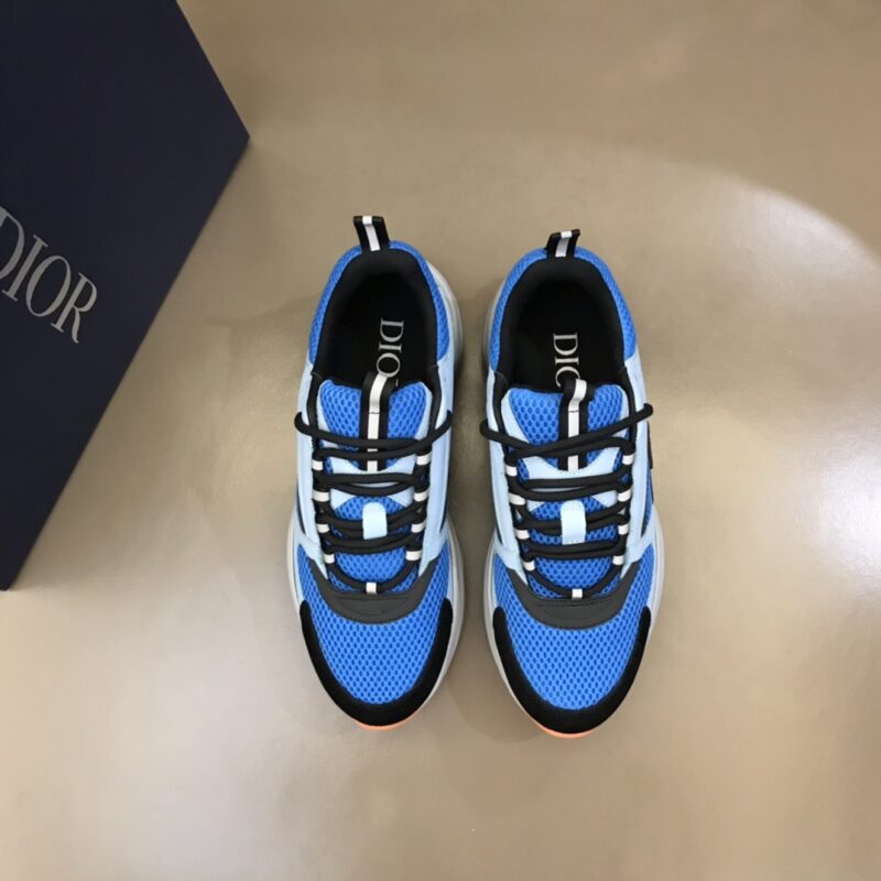 DIOR B22 Sneaker Blue Technical Mesh Light Blue Grey Orange - Image 6
