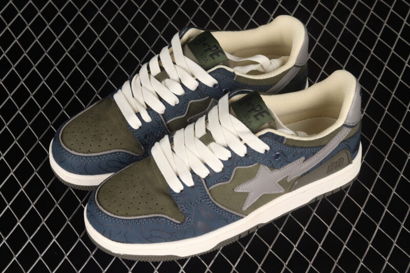 A Bathing Ape Bape SK8 STA Army Green Dark Blue - Image 7