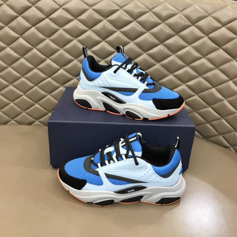 DIOR B22 Sneaker Blue Technical Mesh Light Blue Grey Orange - Image 7