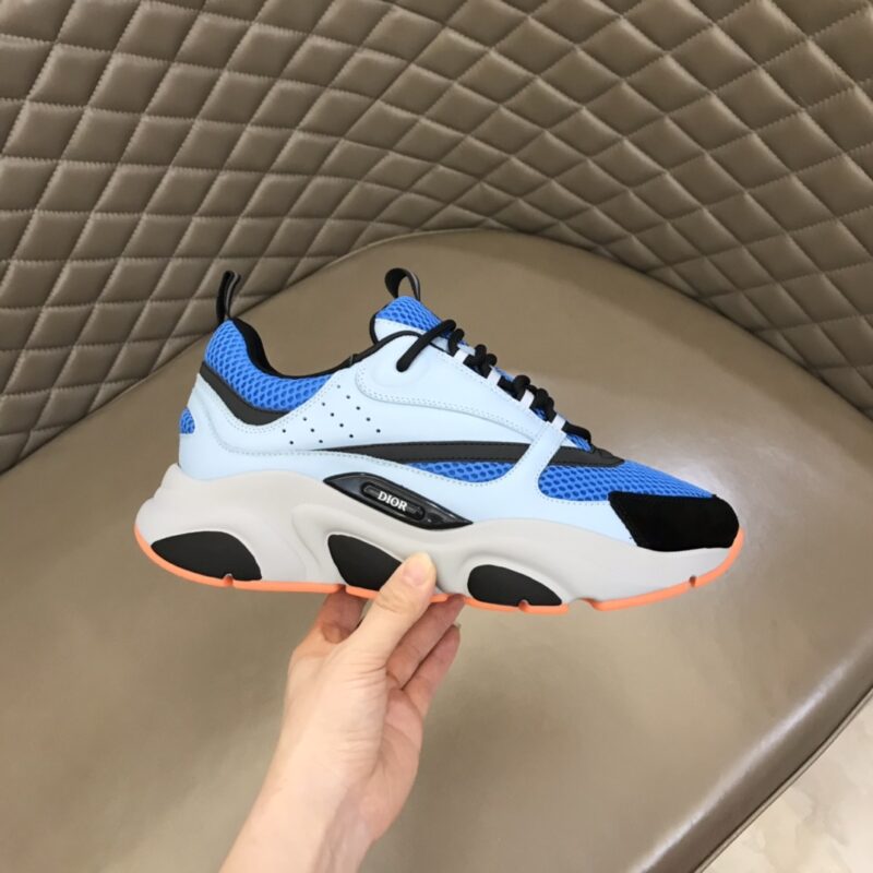 DIOR B22 Sneaker Blue Technical Mesh Light Blue Grey Orange - Image 8